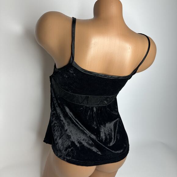 Ray Cassin Black Crushed Velvet Wrap Cami Top Small Witchy Vampy Y2K Romantic - Picture 2 of 12